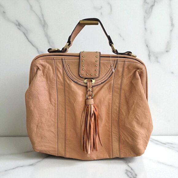 STEVEN Steve Madden Peach Beige Satchel Handbag - Picture 1 of 11